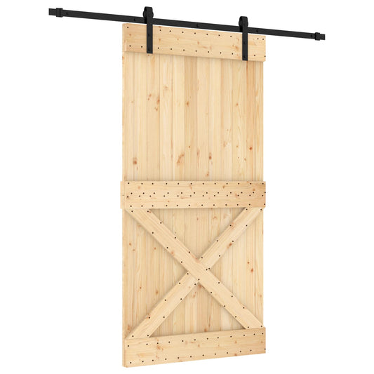 Sliding Door 100 x 210 cm Solid Pine Wood (Untreated)