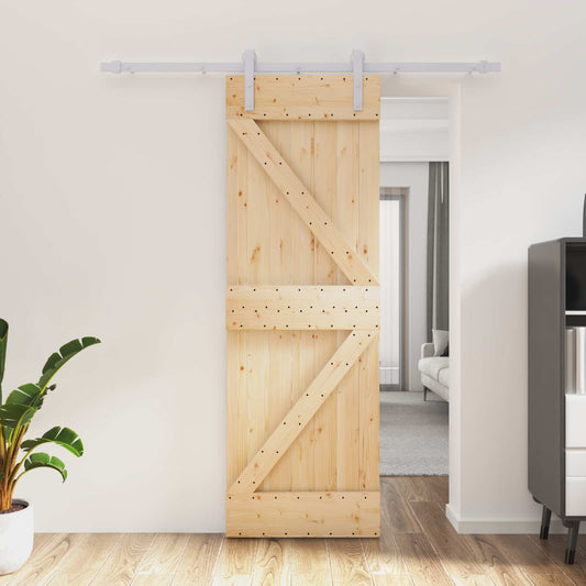 Sliding Door Natural and White 70 x 210 cm Solid Pine Wood