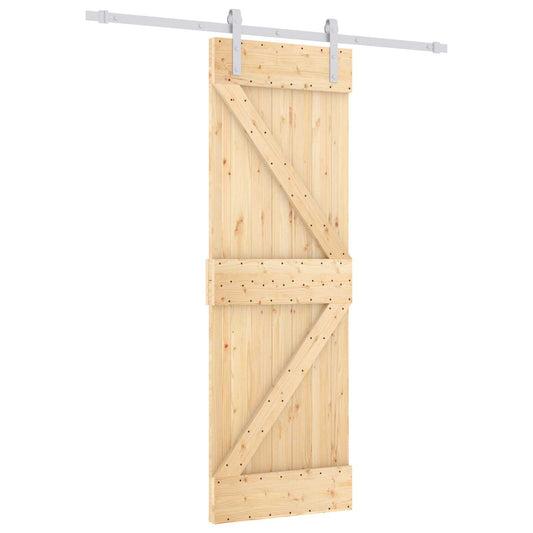 Sliding Door Natural and White 70 x 210 cm Solid Pine Wood