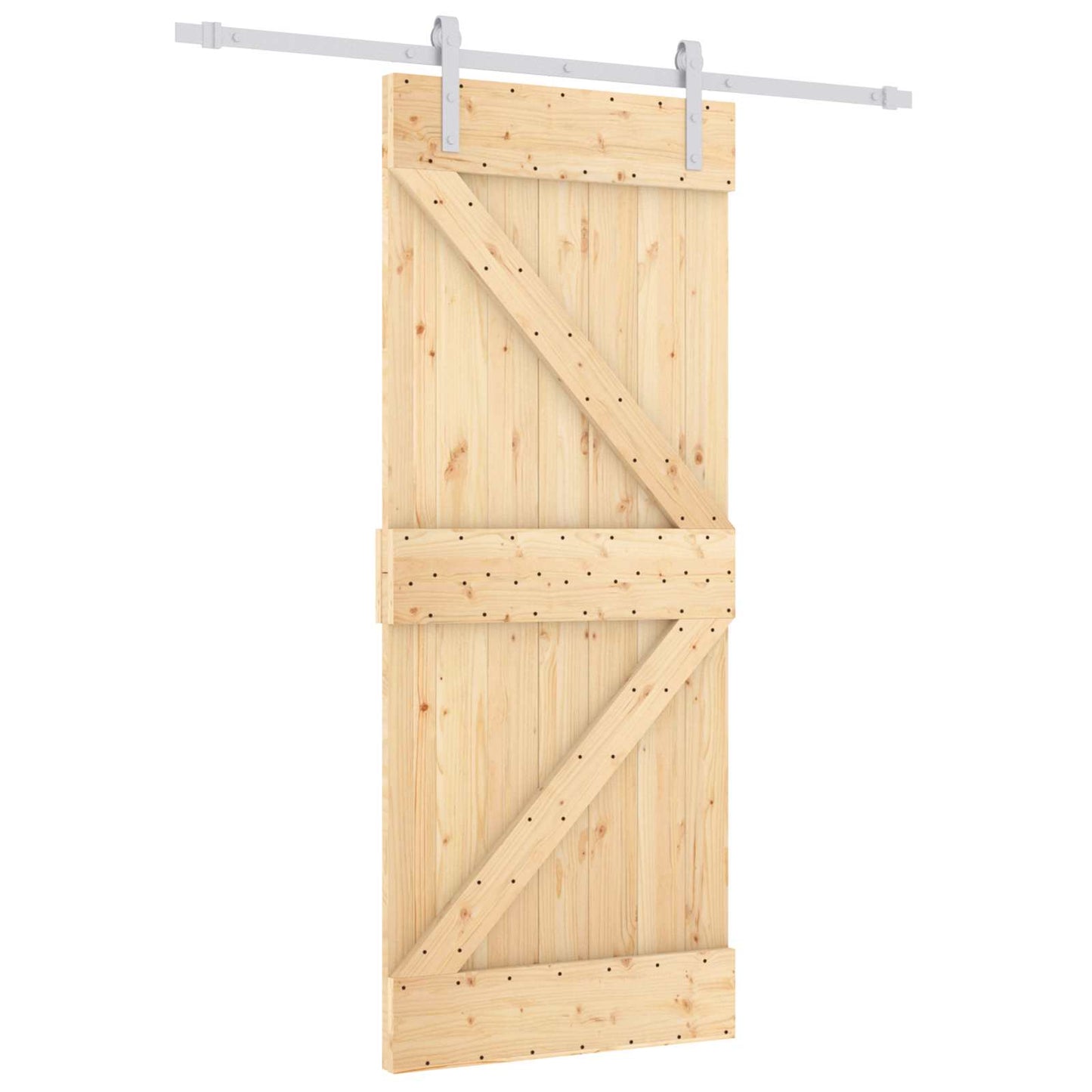 Sliding Door Natural and White 85 x 210 cm Solid Pine Wood