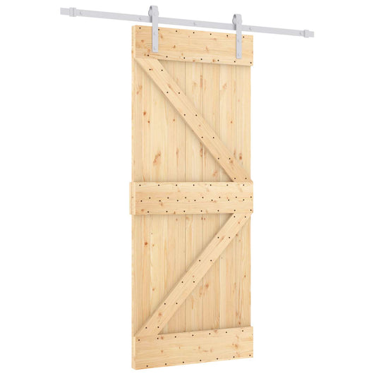 Sliding Door Natural and White 85 x 210 cm Solid Pine Wood