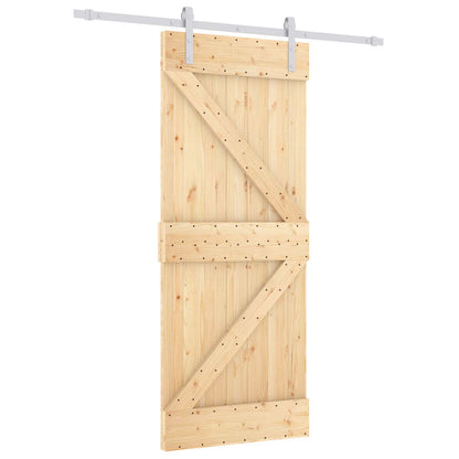 Sliding Door Natural and White 80 x 210 cm Solid Pine Wood