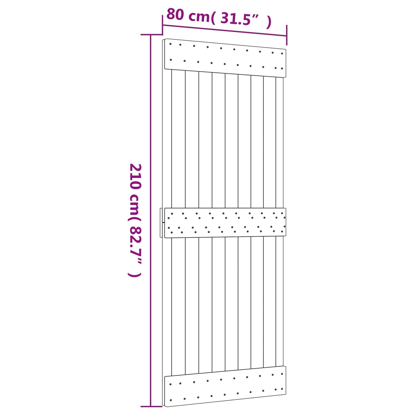 Sliding Door 80 x 210 cm Solid Pine Wood (Untreated)