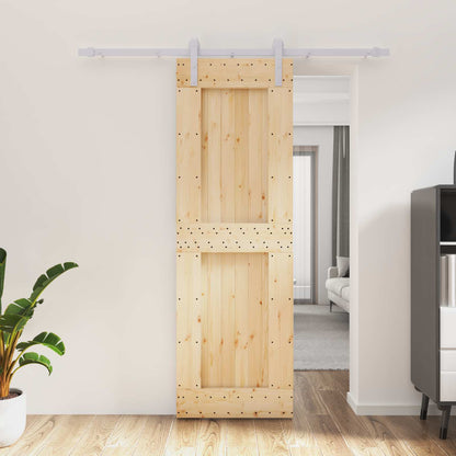 Sliding Door Natural and White 70 x 210 cm Solid Pine Wood