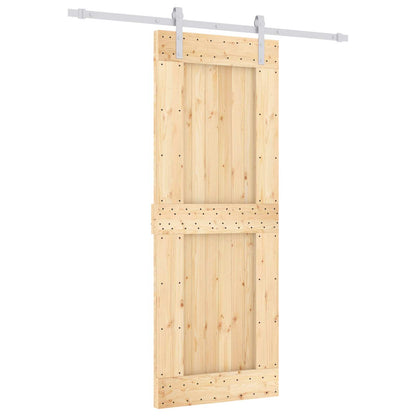 Sliding Door Natural and White 80 x 210 cm Solid Pine Wood