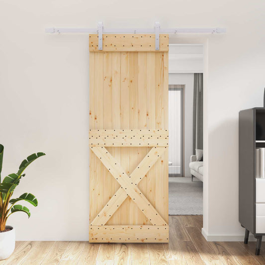 Sliding Door 80 x 210 cm Solid Pine Wood (Untreated)