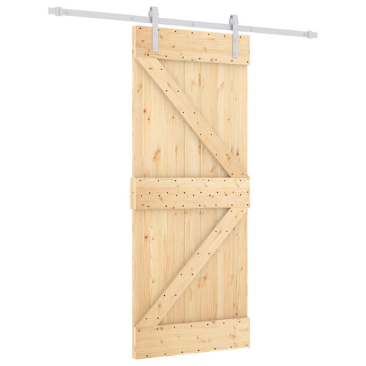 Sliding Door Natural and White 85 x 210 cm Solid Pine Wood