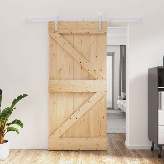 Sliding Door 95 x 210 cm Solid Pine Wood (Untreated)