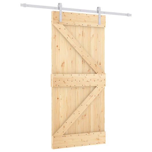 Sliding Door 95 x 210 cm Solid Pine Wood (Untreated)