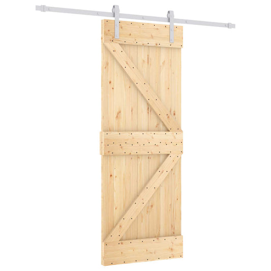 Sliding Door Natural and White 80 x 210 cm Solid Pine Wood