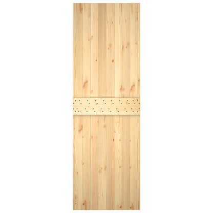 Sliding Door Natural and White 70 x 210 cm Solid Pine Wood