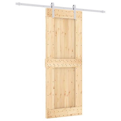Sliding Door Natural and White 80 x 210 cm Solid Pine Wood