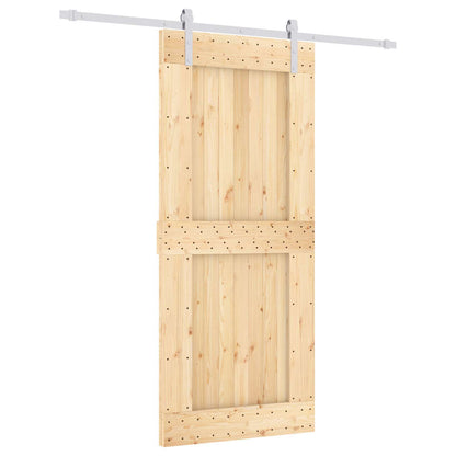 Sliding Door Natural and White 90 x 210 cm Solid Pine Wood