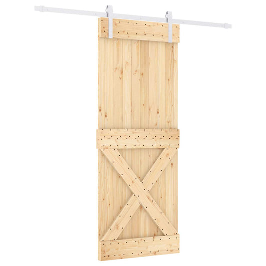 Sliding Door Natural and White 80 x 210 cm Solid Pine Wood