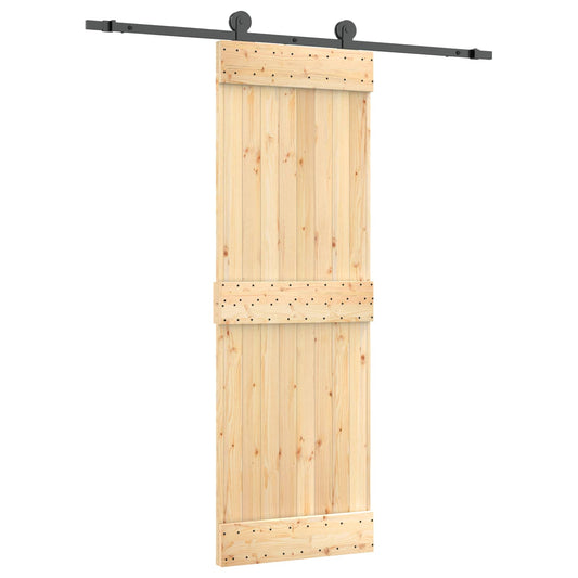 Sliding Door Natural and Black 70 x 210 cm Solid Pine Wood