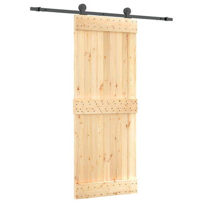 Sliding Door Natural and Black 80 x 210 cm Solid Pine Wood