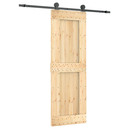 Sliding Door Natural and Black 70 x 210 cm Solid Pine Wood