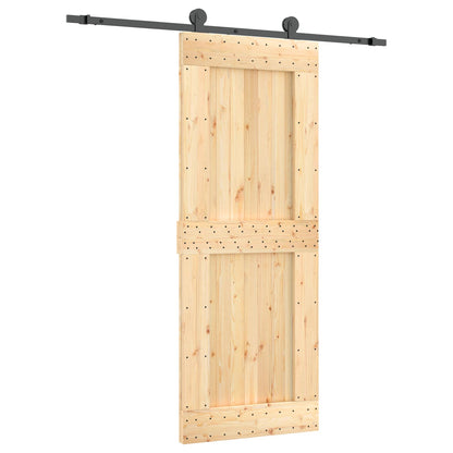 Sliding Door Natural and Black 80 x 210 cm Solid Pine Wood