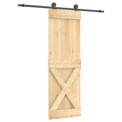 Sliding Door Natural and Black 70 x 210 cm Solid Pine Wood