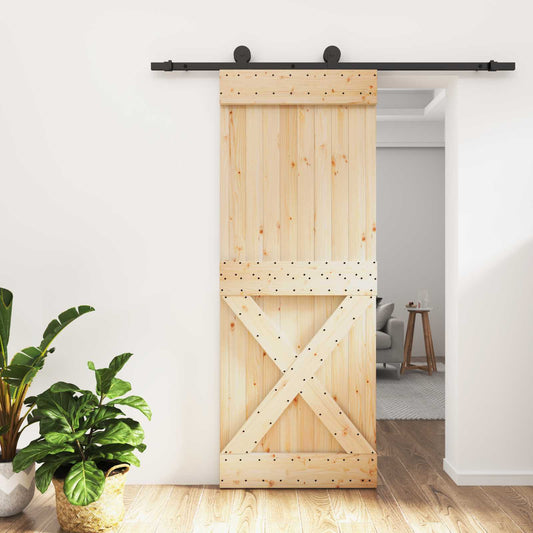 Sliding Door 80 x 210 cm Solid Pine Wood (Untreated)