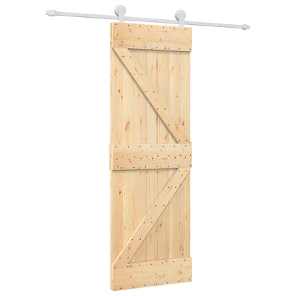 Sliding Door Natural and White 70 x 210 cm Solid Pine Wood