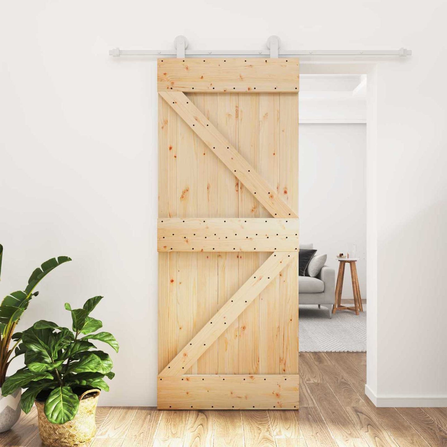 Sliding Door 85 x 210 cm Solid Pine Wood (Untreated)