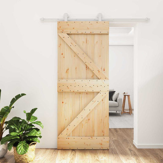 Sliding Door 85 x 210 cm Solid Pine Wood (Untreated)