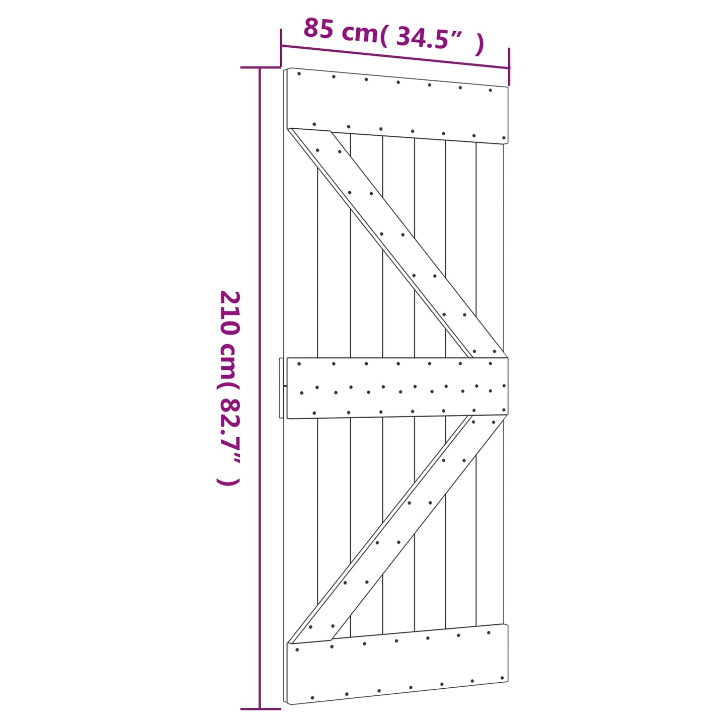 Sliding Door 85 x 210 cm Solid Pine Wood (Untreated)
