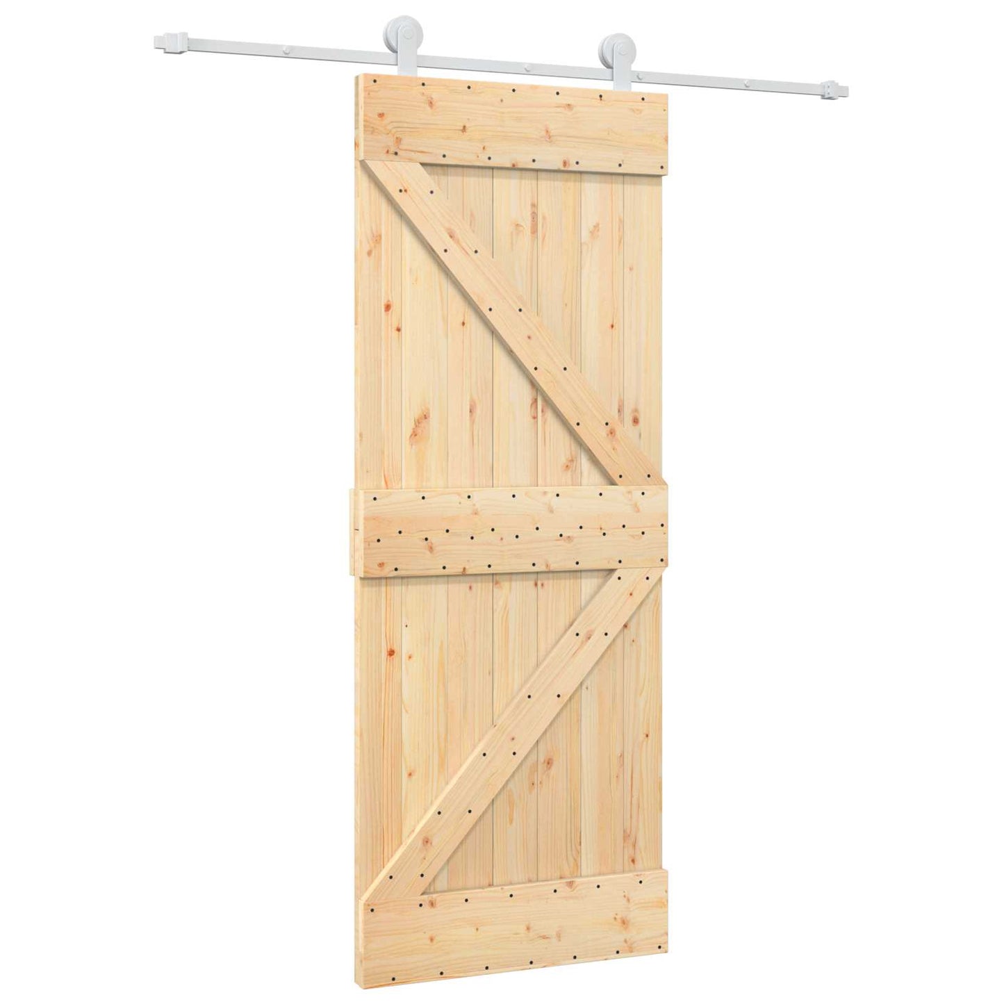 Sliding Door 80 x 210 cm Solid Pine Wood Natural and White