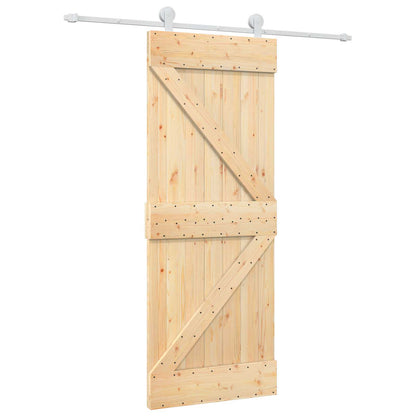 Sliding Door 80 x 210 cm Solid Pine Wood Natural and White