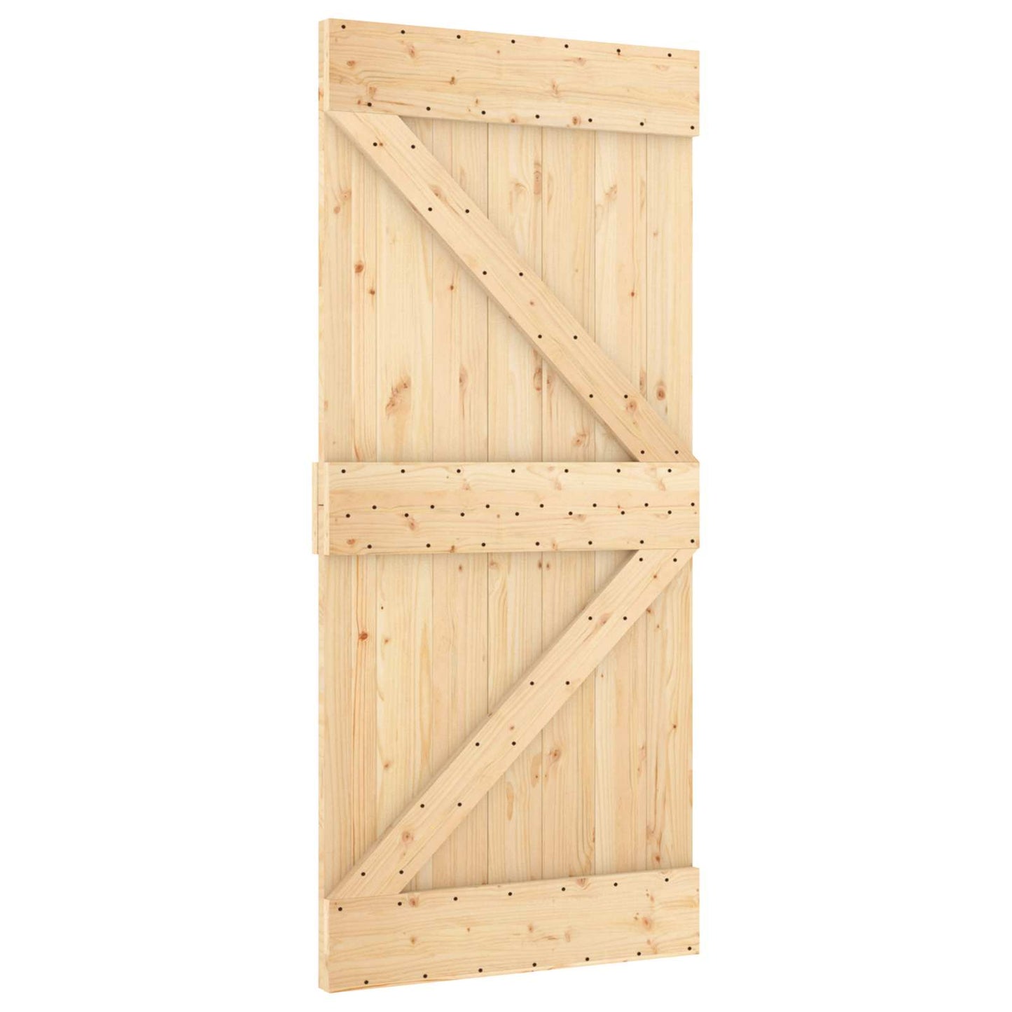 Sliding Door 90 x 210 cm Solid Pine Wood Natural and White