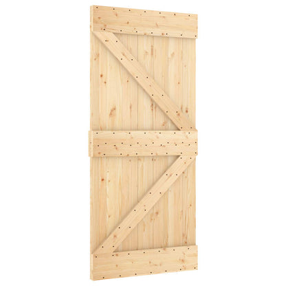 Sliding Door 90 x 210 cm Solid Pine Wood Natural and White