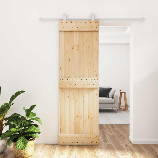 Sliding Door Natural and White 70 x 210 cm Solid Pine Wood