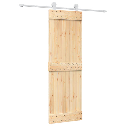 Sliding Door Natural and White 70 x 210 cm Solid Pine Wood