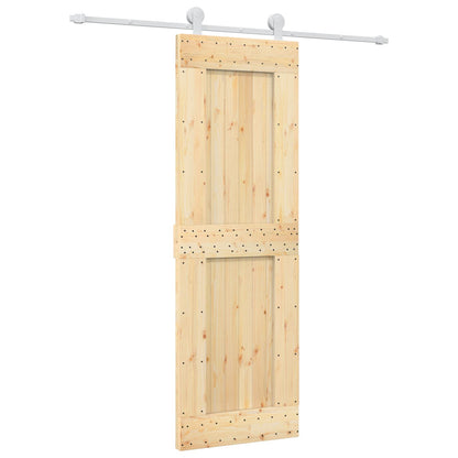 Sliding Door Natural and White 70 x 210 cm Solid Pine Wood