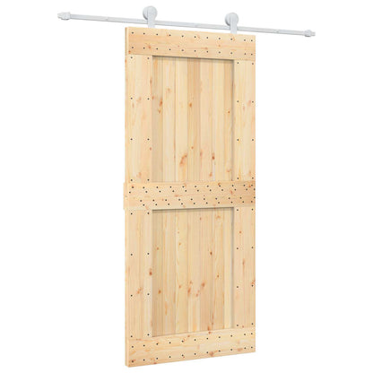 Sliding Door Natural and White 90 x 210 cm Solid Pine Wood