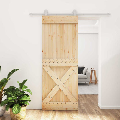 Sliding Door 80 x 210 cm Solid Pine Wood (Untreated)