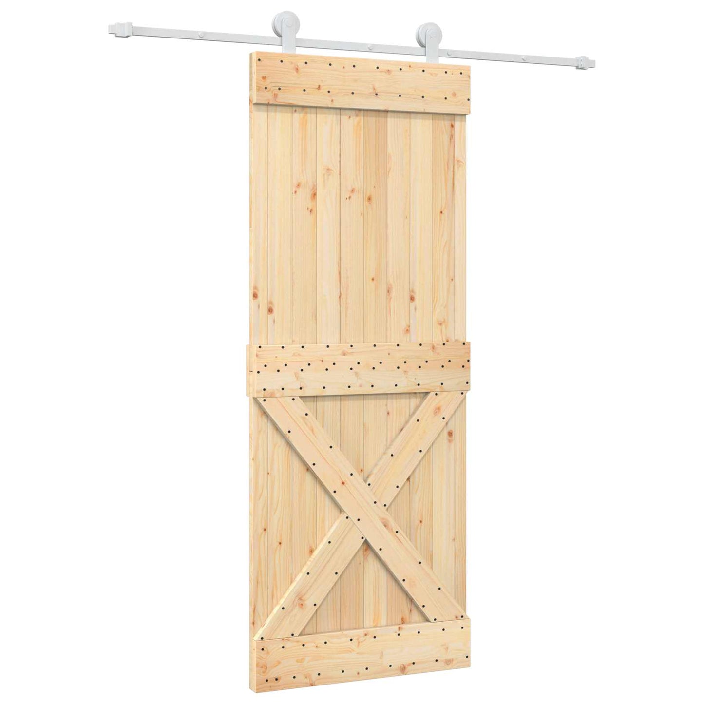 Sliding Door 80 x 210 cm Solid Pine Wood (Untreated)