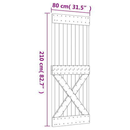 Sliding Door 80 x 210 cm Solid Pine Wood (Untreated)
