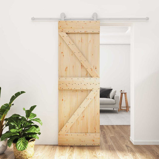 Sliding Door Natural and White 70 x 210 cm Solid Pine Wood