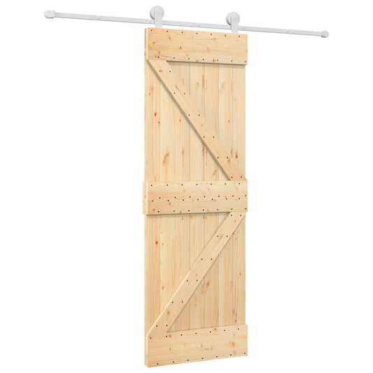 Sliding Door Natural and White 70 x 210 cm Solid Pine Wood