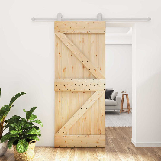 Sliding Door 85 x 210 cm Solid Pine Wood (Untreated)