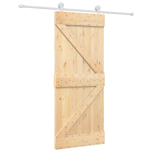 Sliding Door 85 x 210 cm Solid Pine Wood (Untreated)