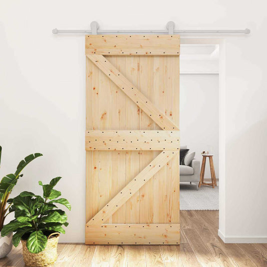 Sliding Door 95 x 210 cm Solid Pine Wood (Untreated)