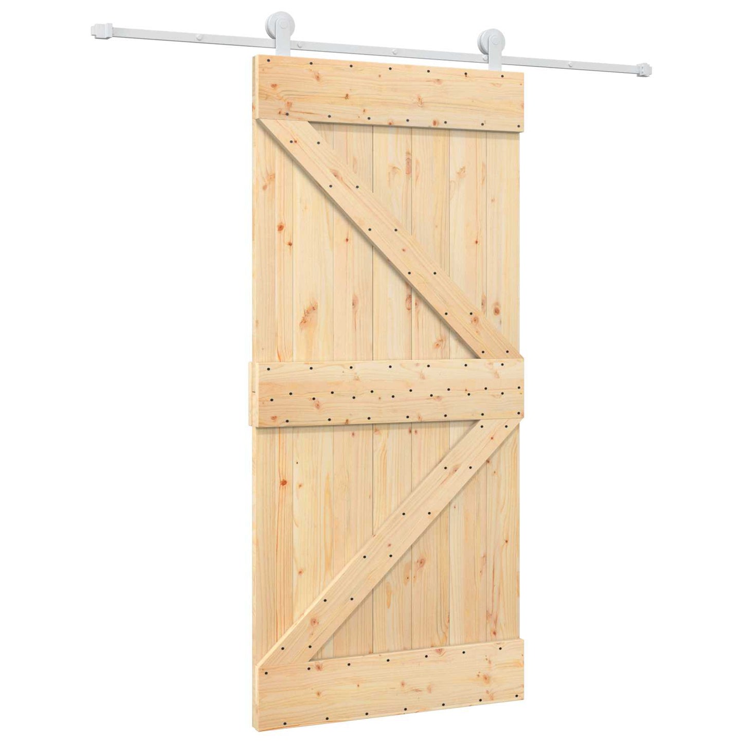 Sliding Door 95 x 210 cm Solid Pine Wood (Untreated)