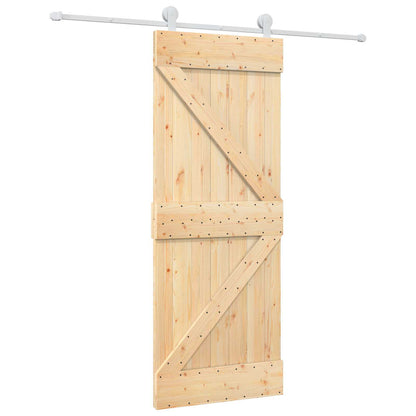 Sliding Door Natural and White 80 x 210 cm Solid Pine Wood