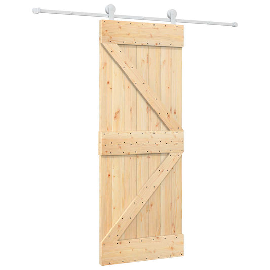 Sliding Door Natural and White 80 x 210 cm Solid Pine Wood