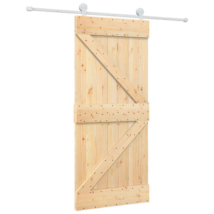 Sliding Door 90 x 210 cm Solid Pine Wood Natural and White