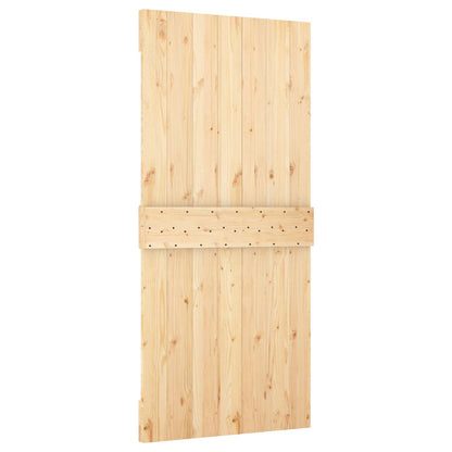 Sliding Door 90 x 210 cm Solid Pine Wood Natural and White