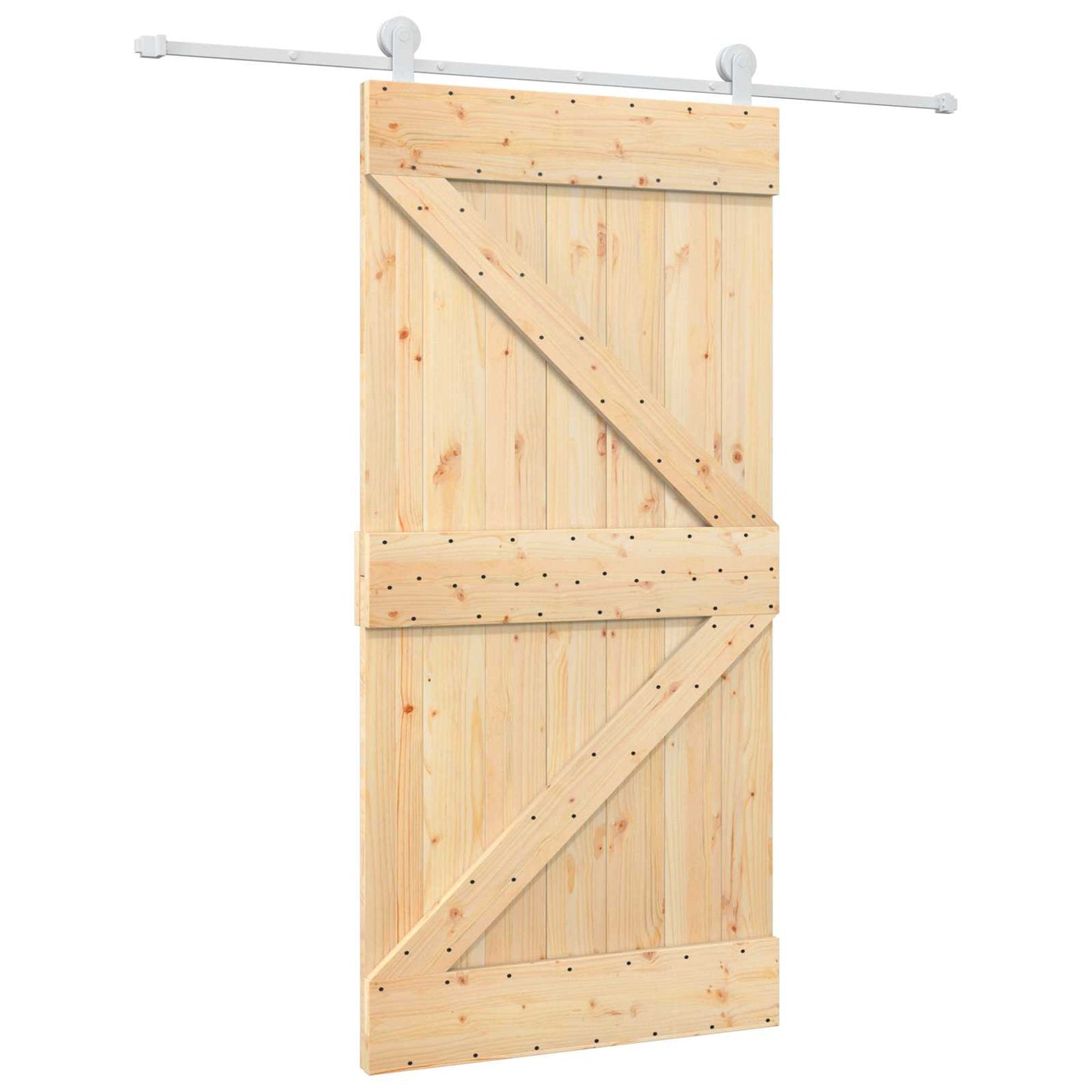 Sliding Door 100 x 210 cm Solid Pine Wood Natural and White